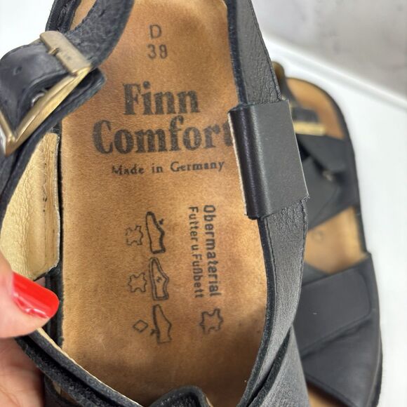 Finn Comfort Sandals Women's Slingback Black Leather Buckle sz 38 D US 7 Strappy - Picture 3 of 15